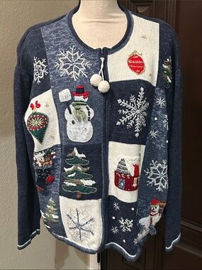 Vintage Christmas Zip Up Cardigan